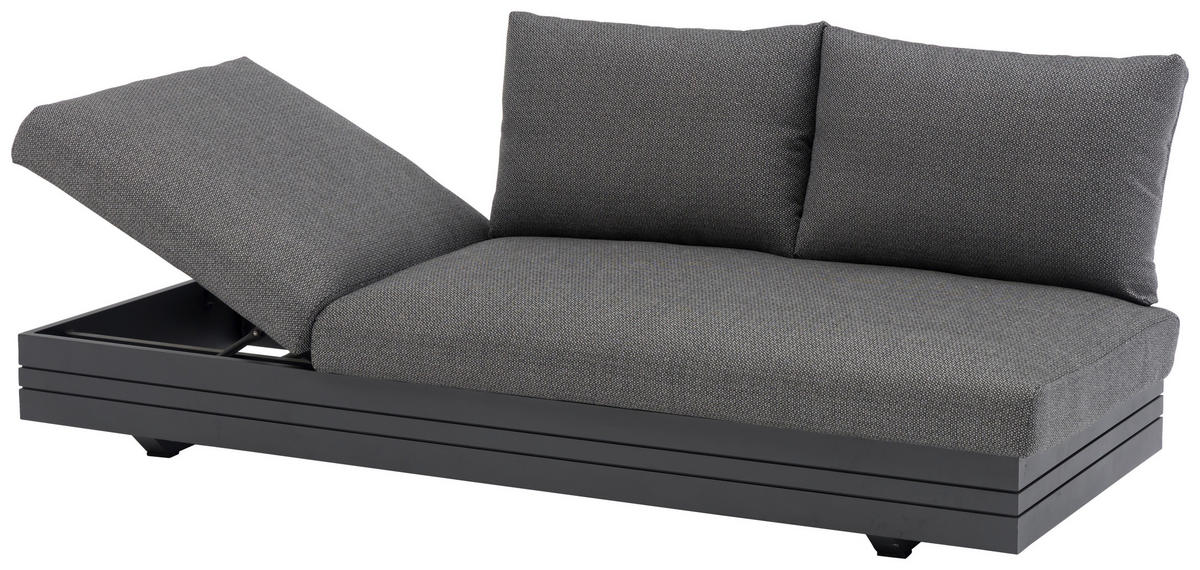 LOUNGESOFA  - Dunkelgrau/Graphitfarben, Design, Textil/Metall (198/40/74/81cm) - Zebra 