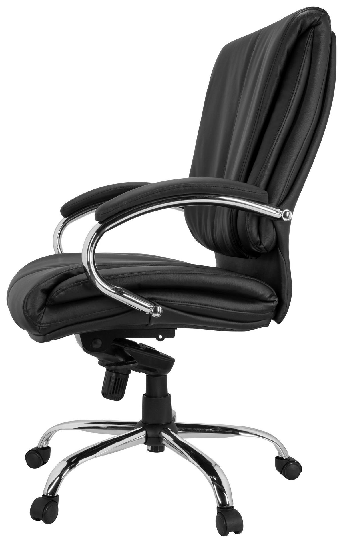 CHEFSESSEL Lederlook Schwarz  - Silberfarben/Schwarz, Basics, Kunststoff/Textil (66/113/70cm) - MID.YOU