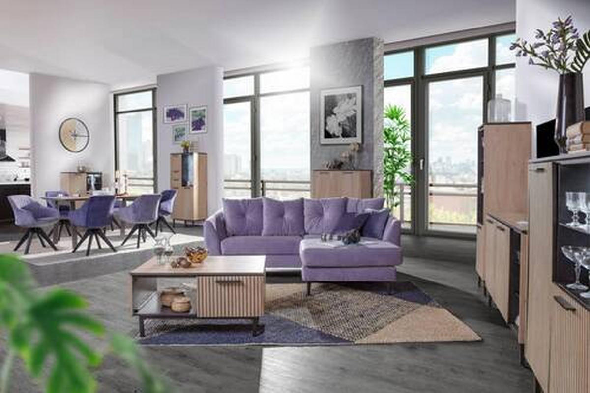 ECKSOFA Lila, Flieder Samt  - Lila/Flieder, KONVENTIONELL, Holz/Textil (210/156cm) - Carryhome