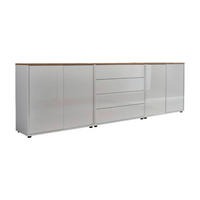 SIDEBOARD Mailand Set 5  in 237/73/33 cm  - Weiß Hochglanz/Schwarz, MODERN, Holzwerkstoff/Kunststoff (237/73/33cm) - MID.YOU