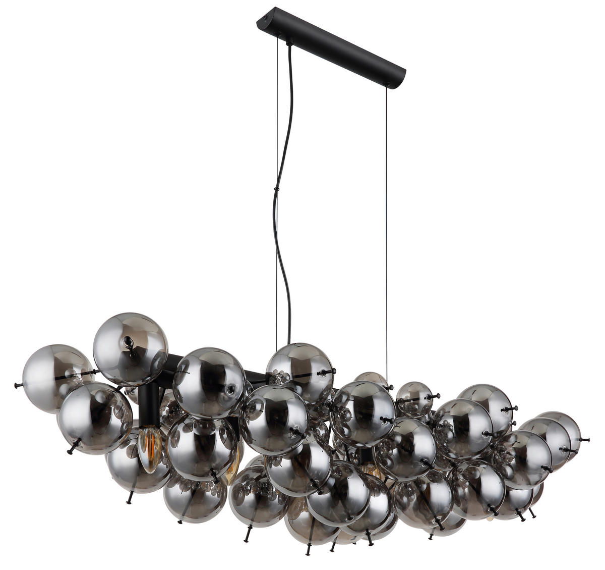 HÄNGELEUCHTE  103/47 cm   - Schwarz, Design, Glas/Metall (103/47cm) - Globo