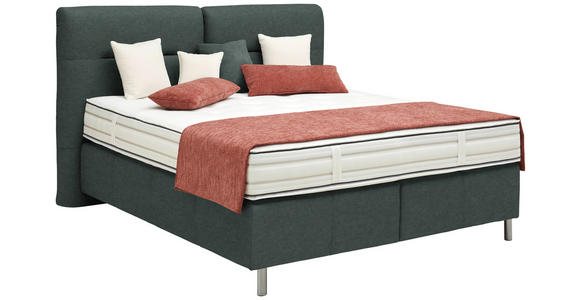 BOXSPRINGBETT 180/200 cm  in Dunkelgrün  - Dunkelgrün/Alufarben, KONVENTIONELL, Textil/Metall (180/200cm) - Dieter Knoll