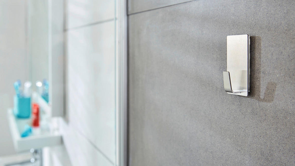 KLEBEHAKEN  in Edelstahlfarben  - Edelstahlfarben, Basics, Metall (2,8/6/1,6cm) - Tesa