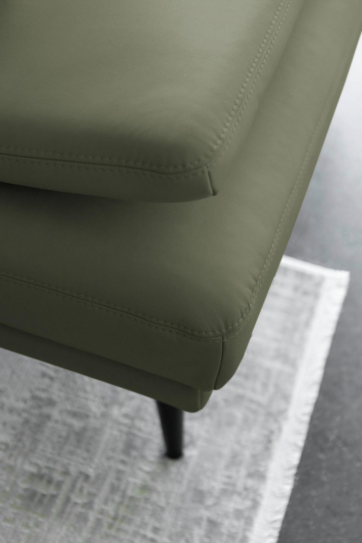 ECKSOFA JOOP! STUDIO in Echtleder Olivgrün  301/180 cm  - Schwarz/Olivgrün, KONVENTIONELL, Leder/Metall (301/180cm) - Joop!