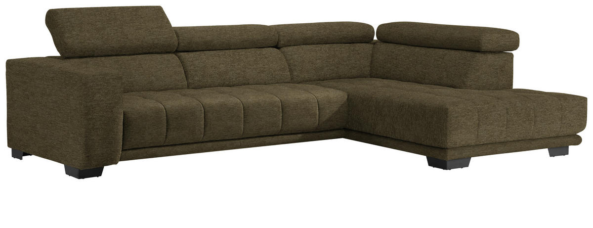 ECKSOFA Mikrofaser Dunkelgrün  - Dunkelgrün/Schwarz, Design, Textil/Metall (301/207cm) - Xora