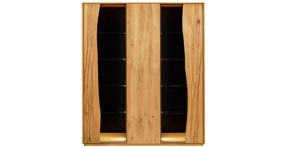 HIGHBOARD , 127,7/154,3/43,8 cm,  - Wildeiche/Grau, MODERN, Glas/Holz (127,7/154,3/43,8cm) - Moderano