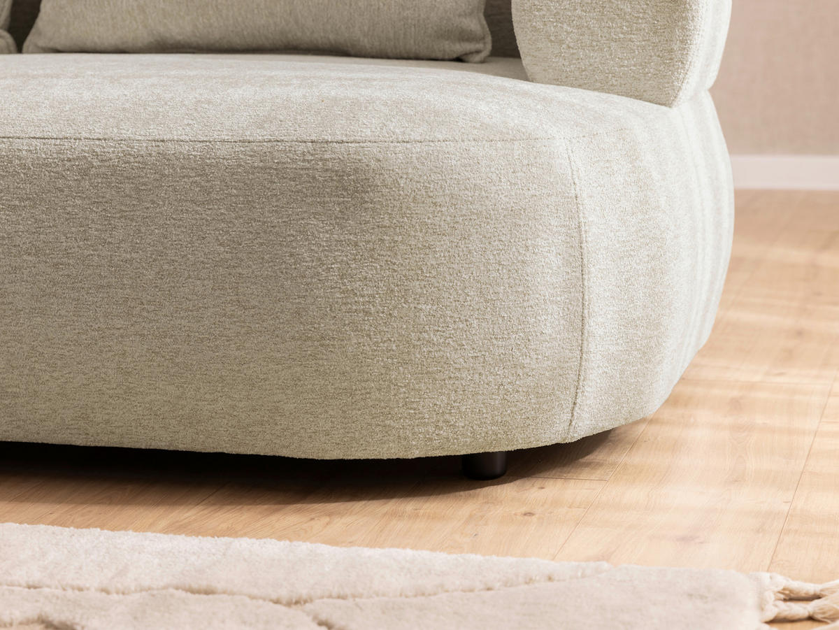 3-SITZER-SOFA Chenille Beige  - Beige/Schwarz, Design, Kunststoff/Textil (200/76/96cm) - Livetastic