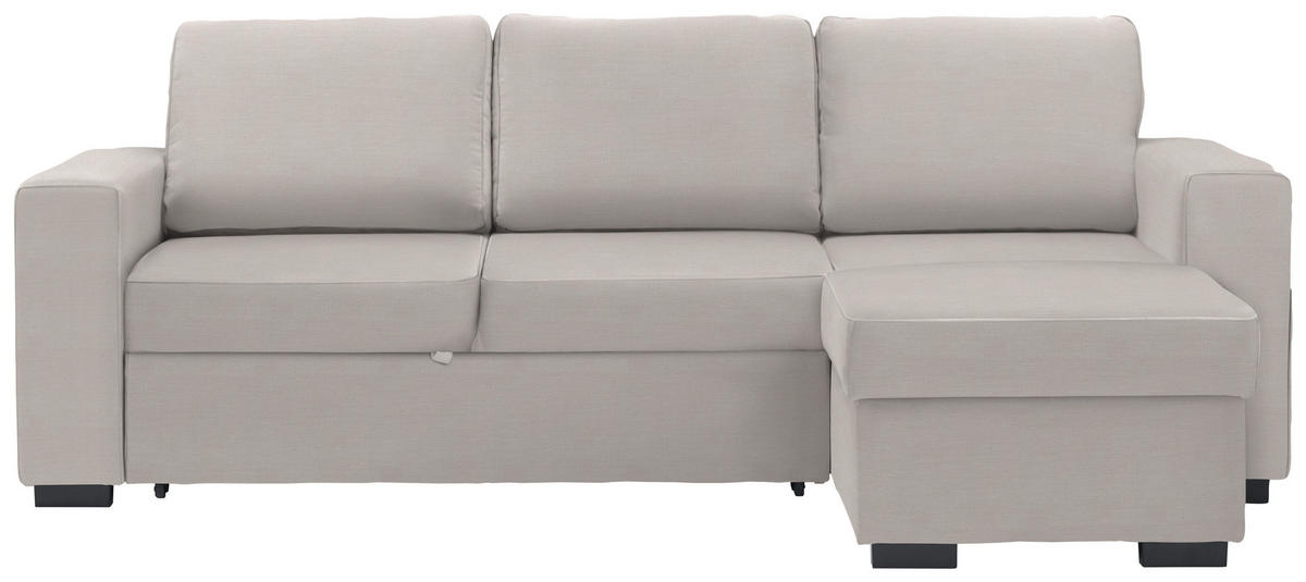 ECKSOFA in Velours Creme  244/157 cm  - Creme/Schwarz, Design, Kunststoff/Textil (244/157cm) - Carryhome