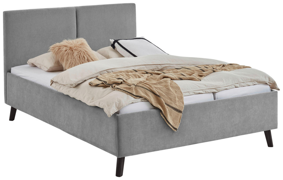 POLSTERBETT 140/200 cm  in Grau  - Schwarz/Grau, Basics, Holz/Textil (140/200cm) - Boxxx