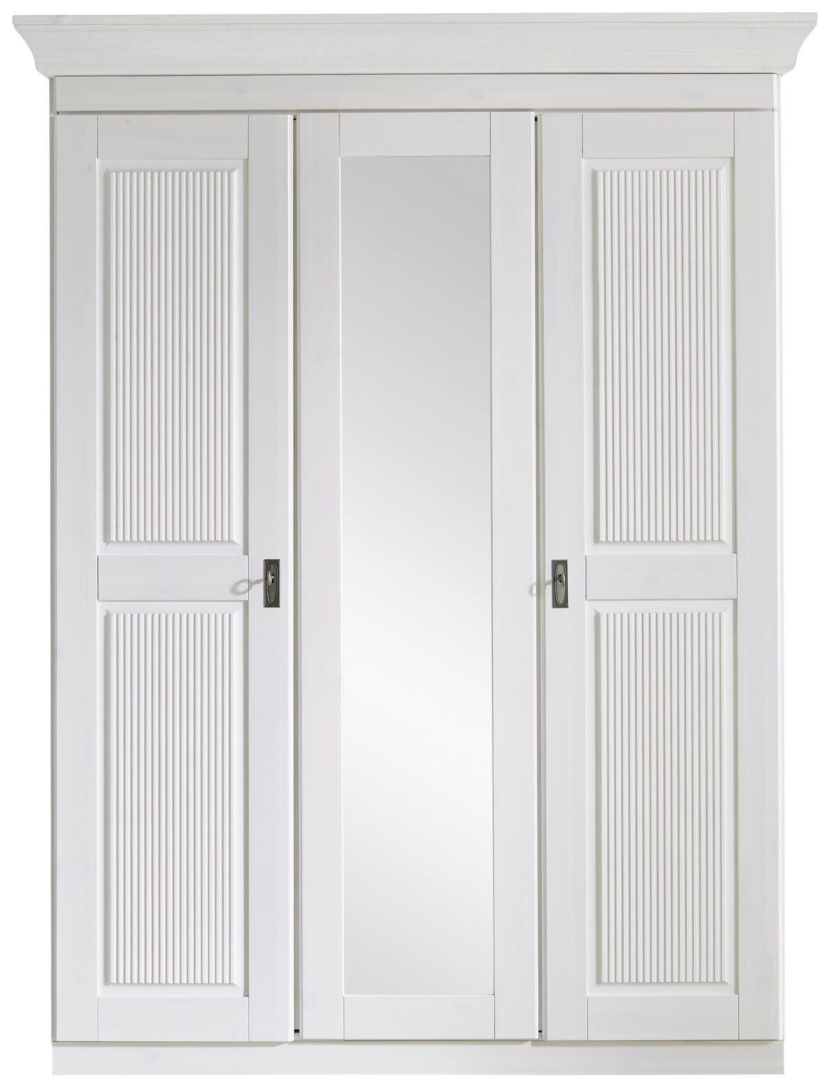 DREHTÜRENSCHRANK 156/210/64 cm 3-türig Weiß  - Weiß/Kupferfarben, ROMANTIK / LANDHAUS, Glas/Holz (156/210/64cm) - Boxxx