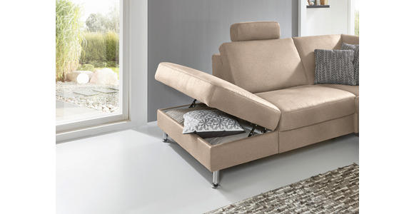 ECKSOFA in Mikrofaser Beige 242/275 cm - Beige/Alufarben, Design, Textil/Metall (242/275cm) - Dieter Knoll