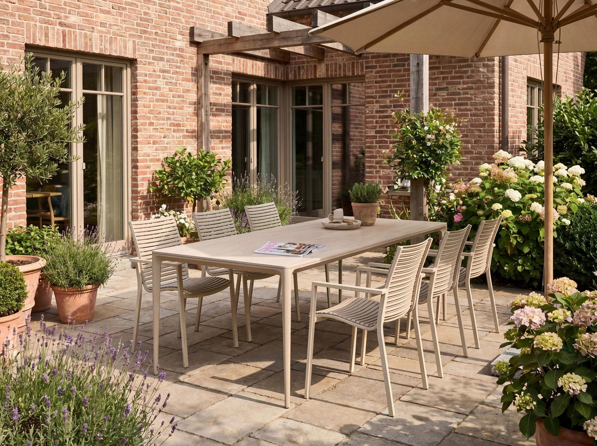 GARTENTISCH 180/90/73 cm Metall, Stein rechteckig  - Beige, Design, Stein/Metall (180/90/73cm) - Dieter Knoll