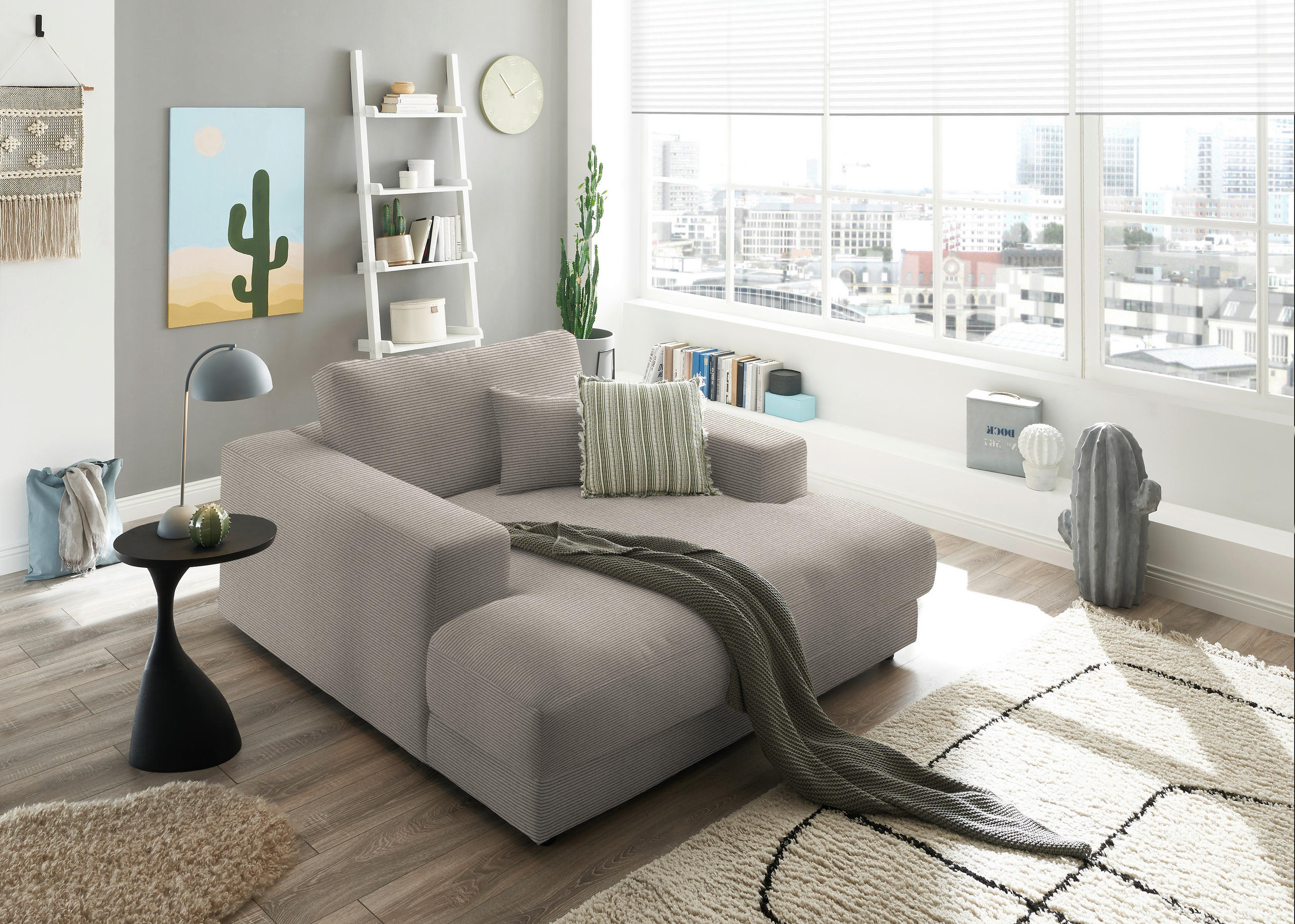 XXL-SESSEL in Feincord Beige  - Beige/Schwarz, Design, Kunststoff/Textil (150/86/170cm) - Lomoco