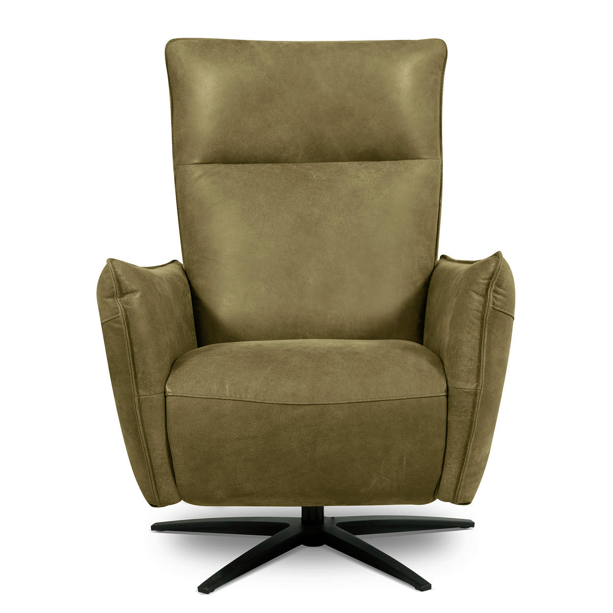 RELAXSESSEL in Leder Olivgrün  - Schwarz/Olivgrün, Design, Leder/Metall (77/107/88cm) - Livetastic