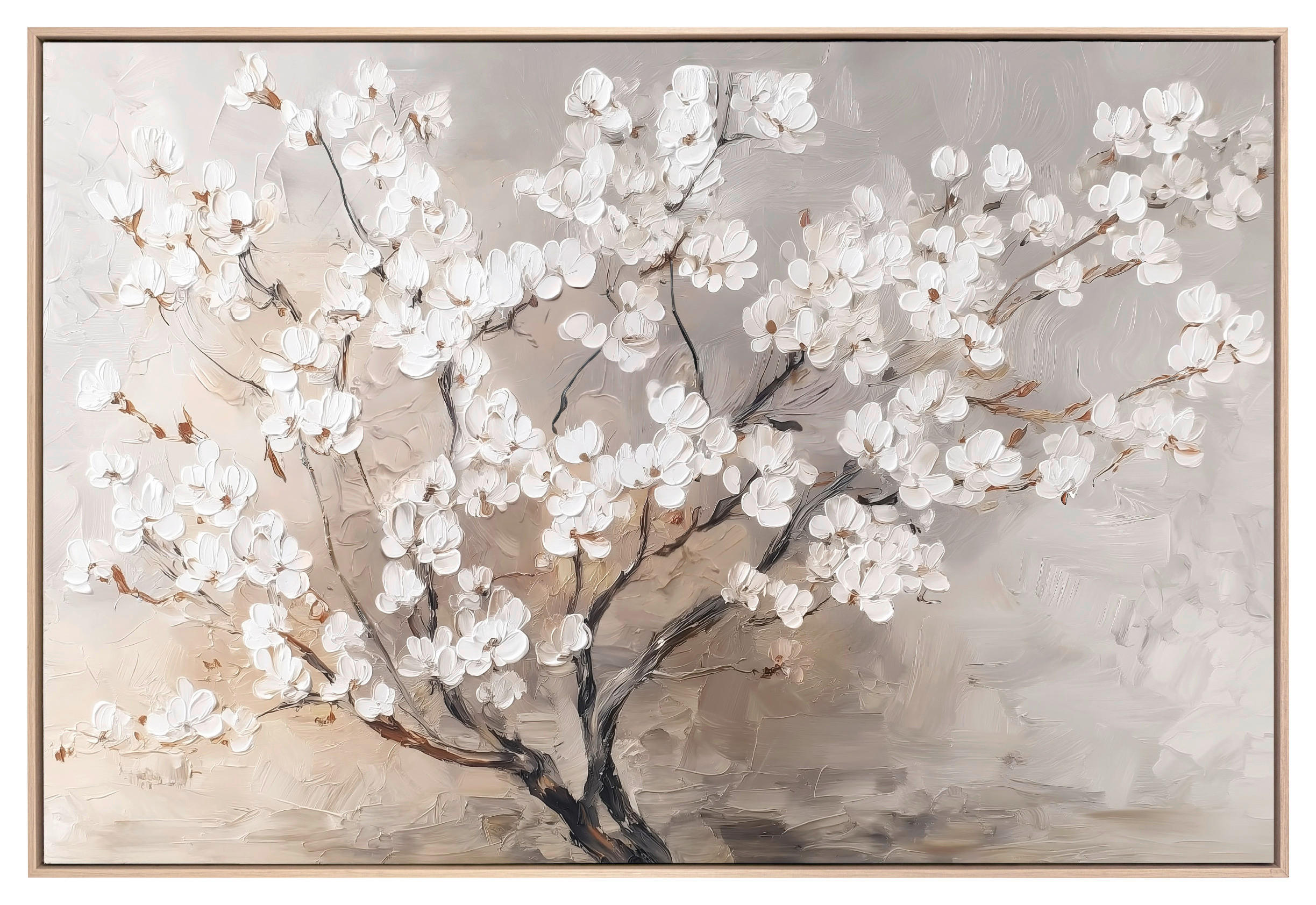 MALBA NA PLÁTNĚ, stromy, květiny, 100/78 cm  - bílá, Konvenční, kompozitní dřevo (100/78cm) - Reinders!