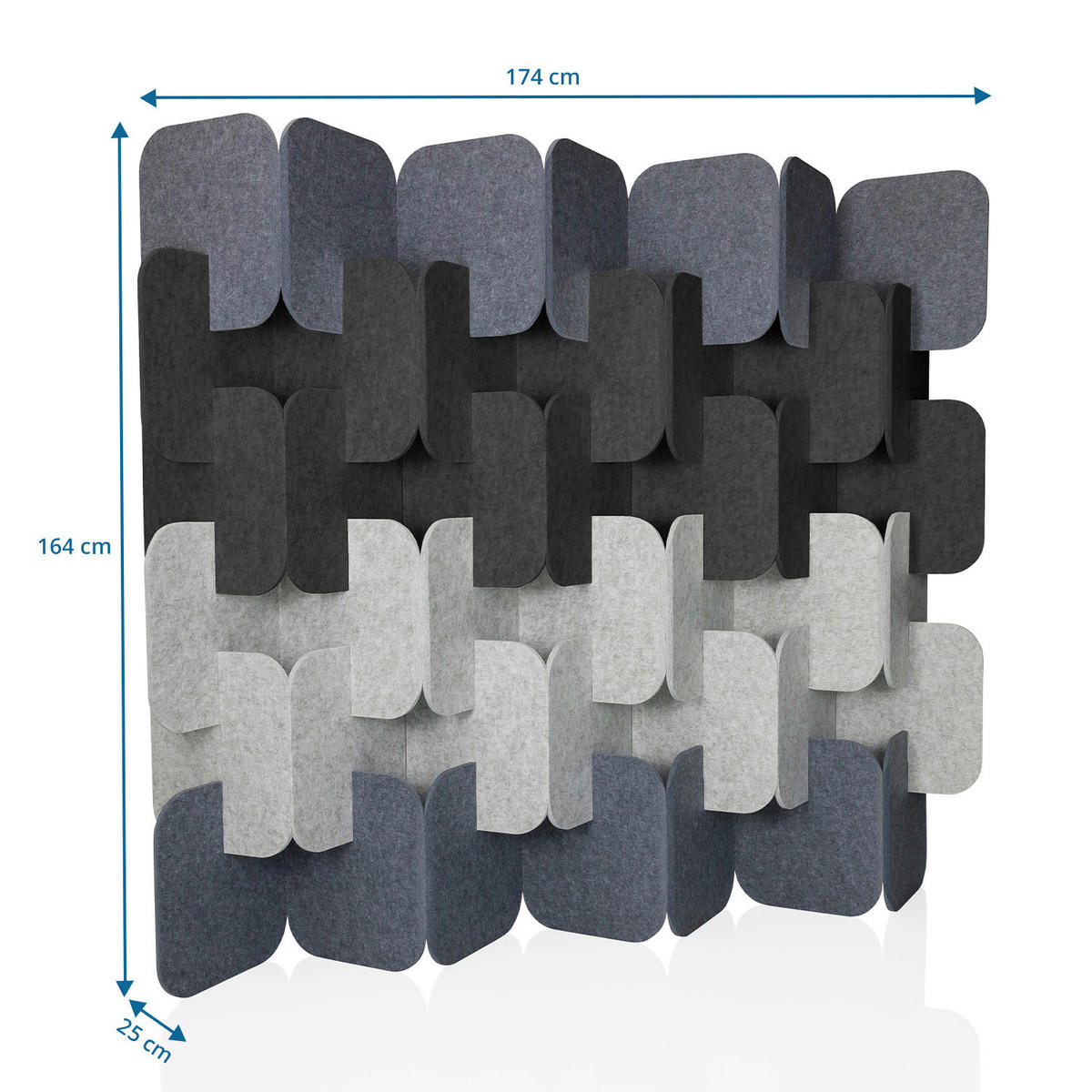 TRENNWAND  in Grau, Hellgrau, Dunkelgrau  - Dunkelgrau/Hellgrau, MODERN, Textil (174/164/25cm) - MID.YOU