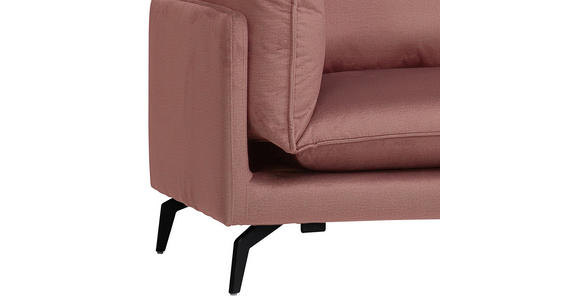 ECKSOFA in Samt Altrosa  - Schwarz/Altrosa, Design, Textil/Metall (241/200cm) - Carryhome