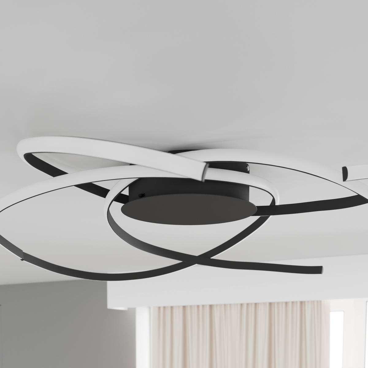 LED-DECKENLEUCHTE Norwich 98/25 cm   - Schwarz, Design, Kunststoff/Metall (98/25cm) - Novel