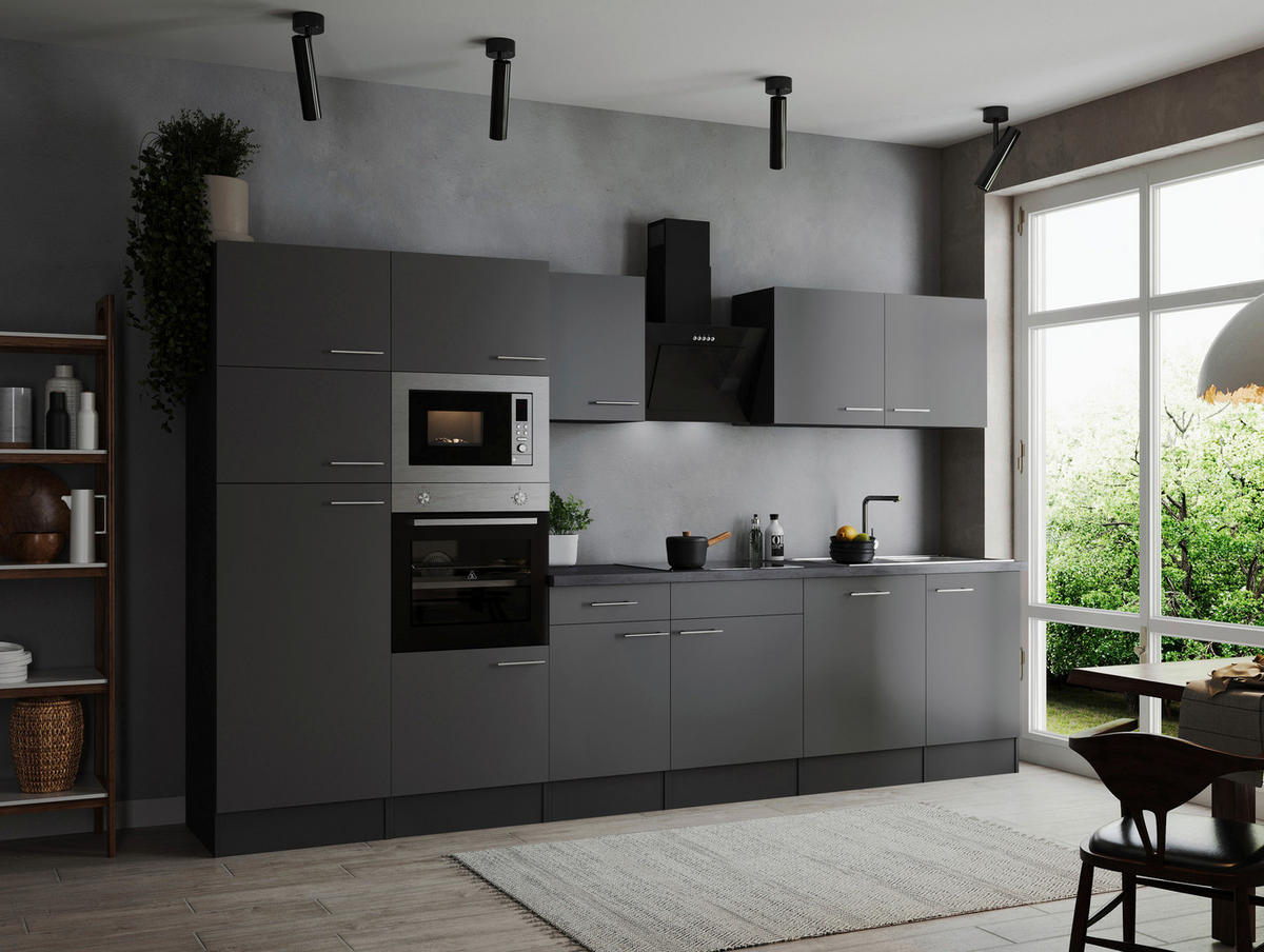 MODULKÖK 340 cm   i grå  - silver/grå, Design, metall/trämaterial (340cm) - Respekta