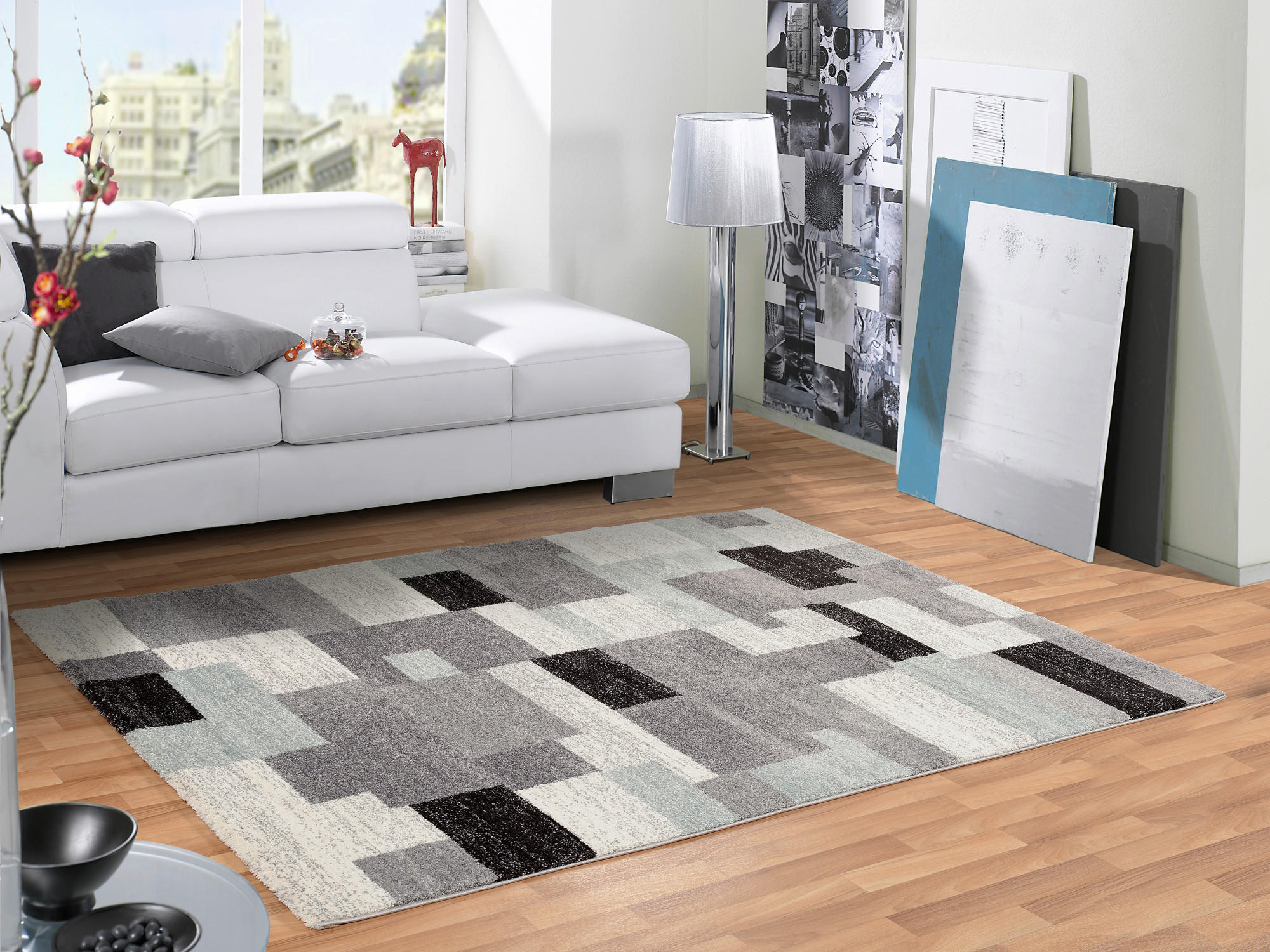 WEBTEPPICH 200/250 cm Astor Grid Grau, Blau  - Blau/Grau, Design, Textil (200/250cm) - Novel