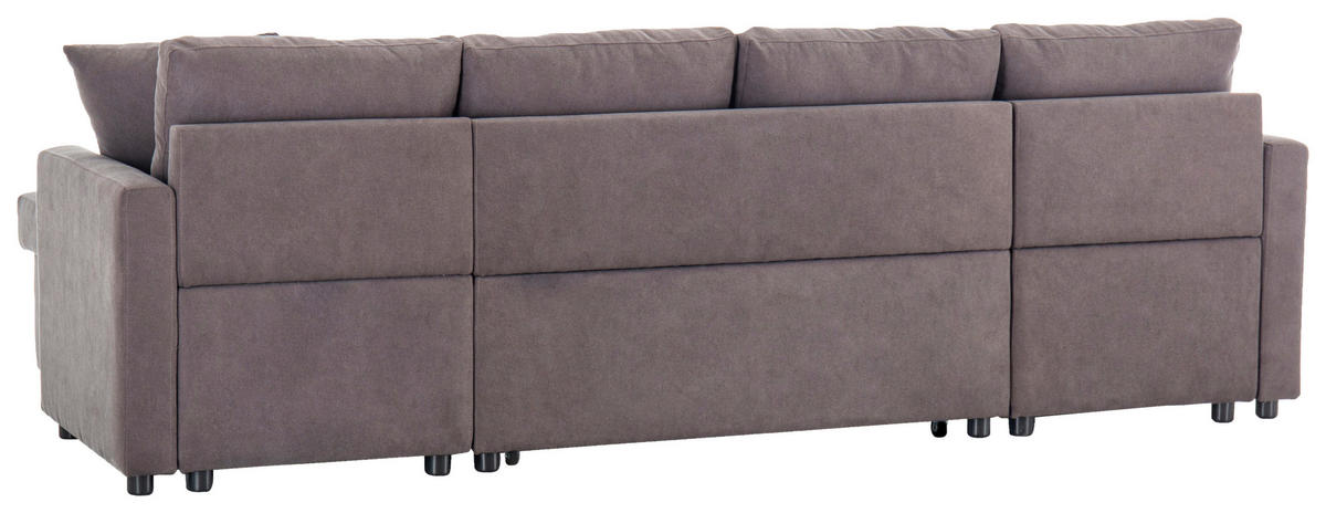 WOHNLANDSCHAFT Dunkelgrau Webstoff  - Dunkelgrau/Schwarz, Design, Holz/Kunststoff (264/88/135,5cm) - Ti'me