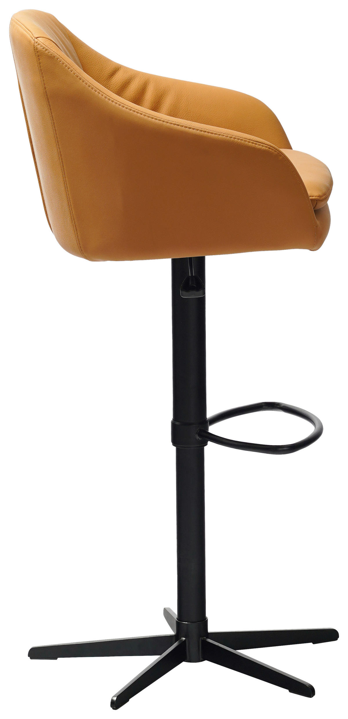 BARHOCKER in Metall, Leder Cognac, Schwarz  - Cognac/Schwarz, Design, Leder/Metall (54,5/88-108/53,5cm) - Cassando