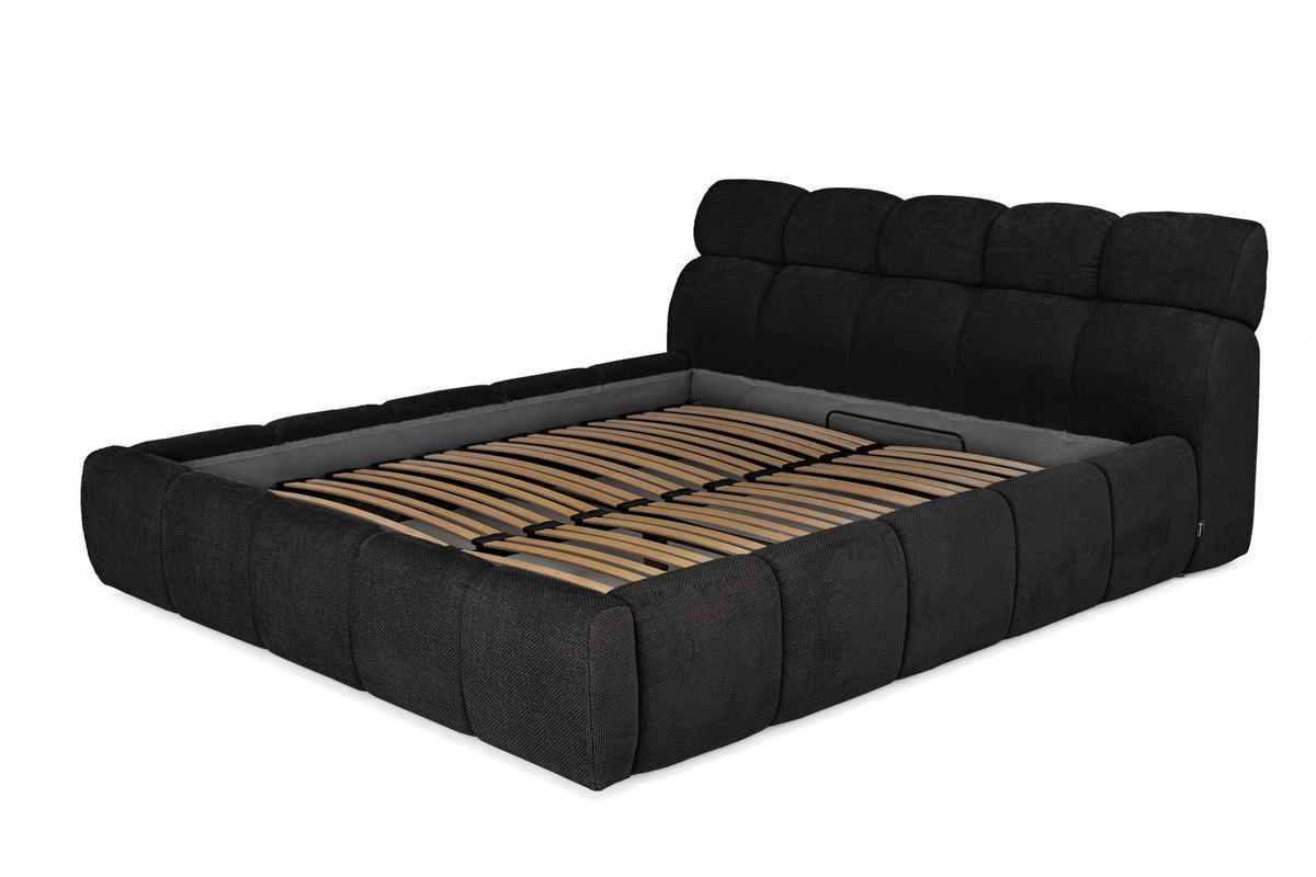POLSTERBETT inkl. Bettkasten 180/200 cm  in Schwarz  - Schwarz, Design, Holz/Kunststoff (180/200cm) - Esposa