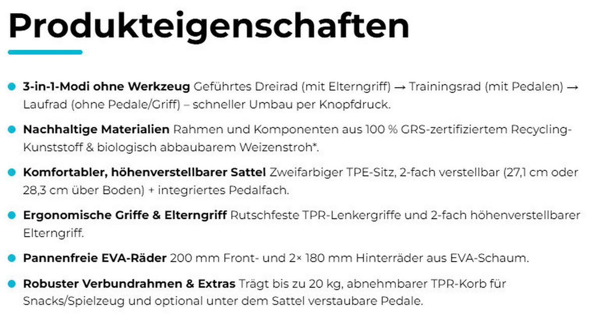 DREIRAD LEARNING TRIKE 2in1 PLUS ECO  - Taupe, Basics, Kunststoff (62,2kg) - GLOBBER