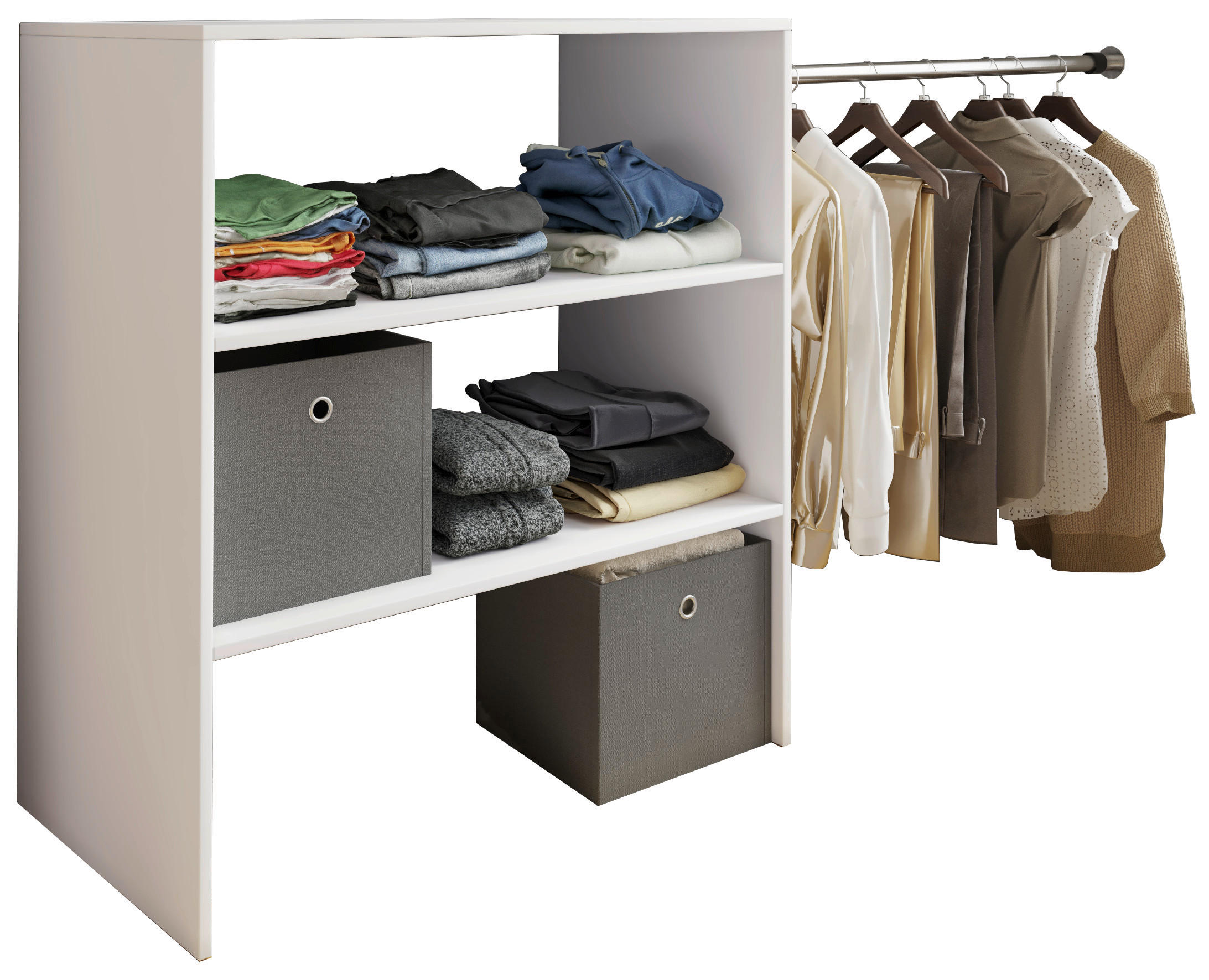 Dachschrägenregal Mit Kleiderstange Dacho B: 90 Cm Weiß