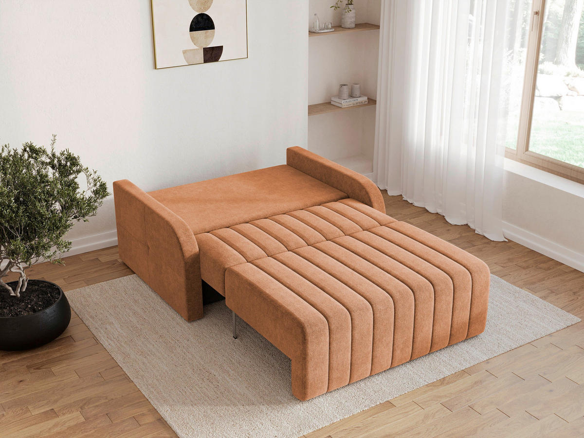 SCHLAFSOFA ALASKA 120 in Rostfarben  - Rostfarben/Schwarz, Design, Kunststoff/Textil (141/90/104cm) - MID.YOU