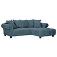 ECKSOFA  in Plüsch Petrol  288/190 cm  - Dunkelbraun/Petrol, KONVENTIONELL, Holz/Textil (288/190cm) - Carryhome