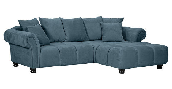 ECKSOFA  in Plüsch Petrol  288/190 cm  - Dunkelbraun/Petrol, KONVENTIONELL, Holz/Textil (288/190cm) - Carryhome