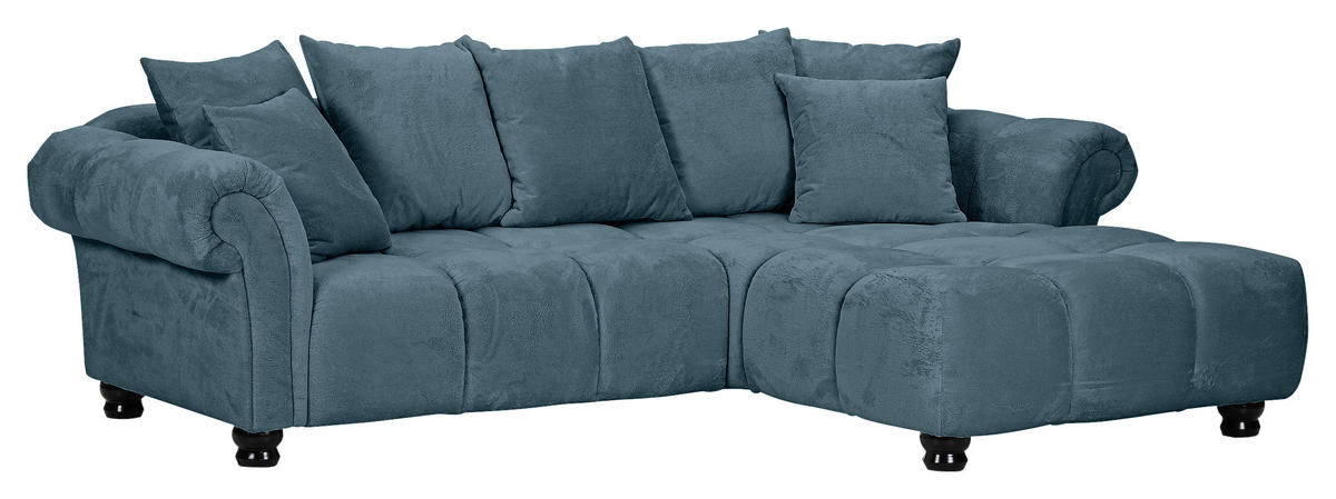 ECKSOFA Petrol Plüsch  - Dunkelbraun/Petrol, KONVENTIONELL, Holz/Textil (288/190cm) - Carryhome