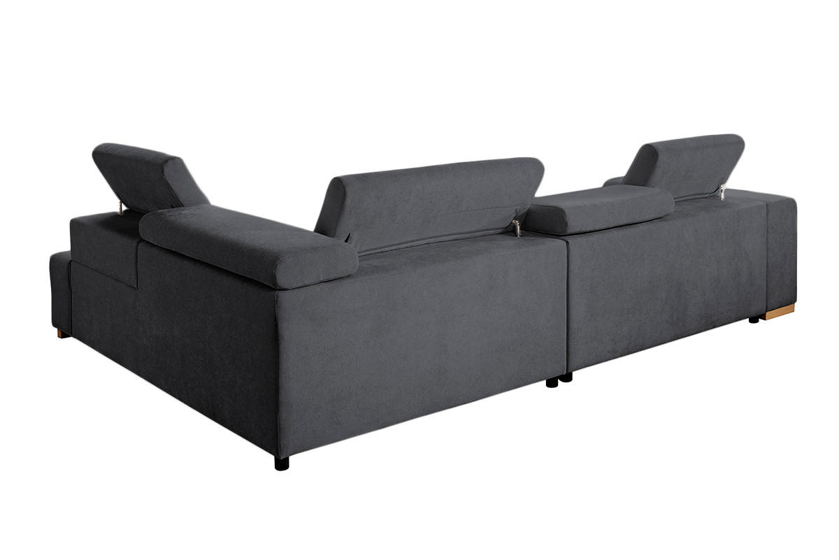 ECKSOFA in Chenille Graphitfarben  - Graphitfarben/Naturfarben, Design, Holz/Textil (307/201cm) - Livetastic