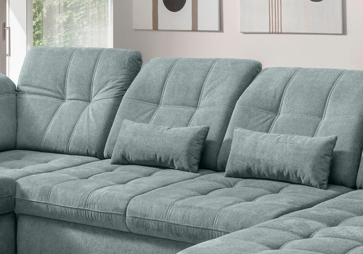 WOHNLANDSCHAFT in Chenille Blau  - Blau/Schwarz, Modern, Textil/Metall (252/387/184cm) - Livetastic