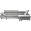 ECKSOFA in Mikrofaser Hellgrau  279/210 cm  - Hellgrau/Schwarz, Design, Kunststoff/Textil (279/210cm) - Stylife