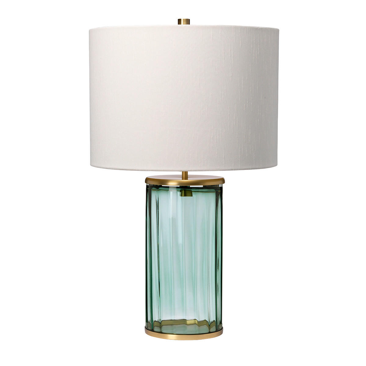 TISCHLEUCHTE - Messingfarben/Grün, Design, Glas/Textil (35.5/60.4cm) - Elstead Lighting