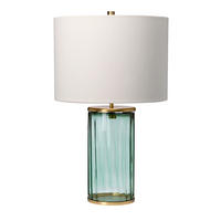 TISCHLEUCHTE - Messingfarben/Grün, Design, Glas/Textil (35.5/60.4cm) - Elstead Lighting