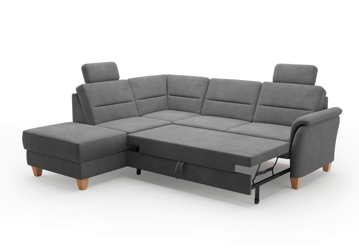 ECKSOFA in Flachgewebe Grau  212/236 cm  - Eichefarben/Grau, KONVENTIONELL, Holz/Textil (212/236cm) - Sit & More