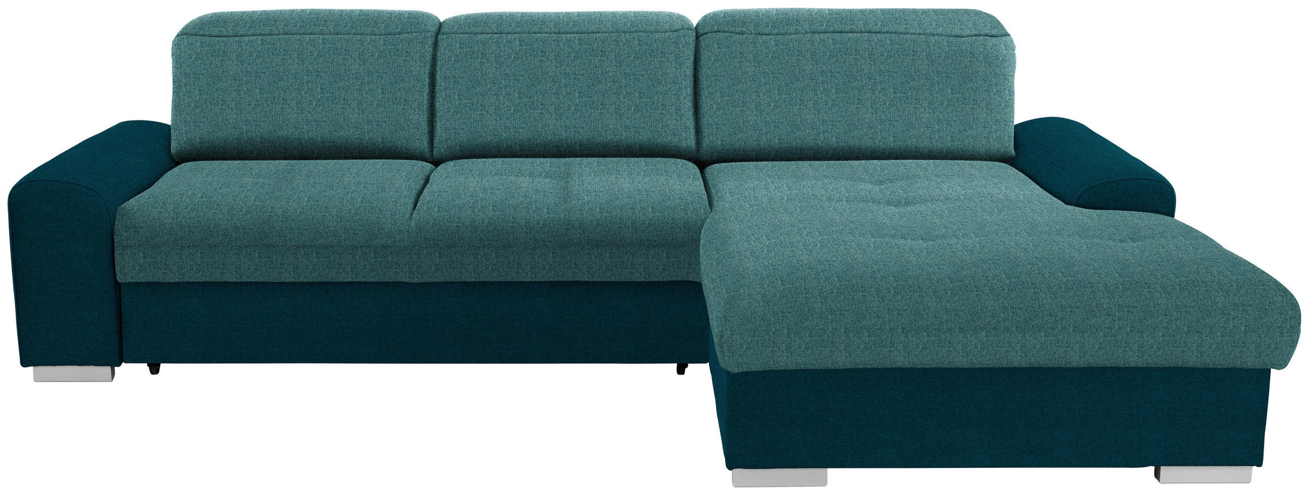 ECKSOFA Blau, Türkis Webstoff Bettkasten, Schlaffunktion, Kopfteilverstellung, Sitztiefenverstellung  - Türkis/Blau, KONVENTIONELL, Holz/Textil (286/203cm) - Livetastic