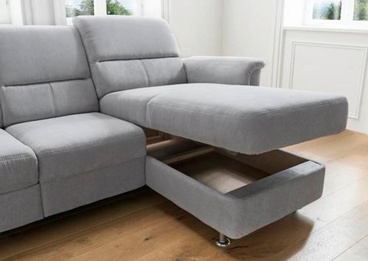 ECKSOFA in Mikrofaser Silberfarben  - Chromfarben/Silberfarben, Modern, Textil/Metall (231/165cm) - Livetastic