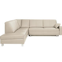 ECKSOFA in Echtleder Weiß  217/268 cm  - Alufarben/Weiß, KONVENTIONELL, Leder/Metall (217/268cm) - Sedda