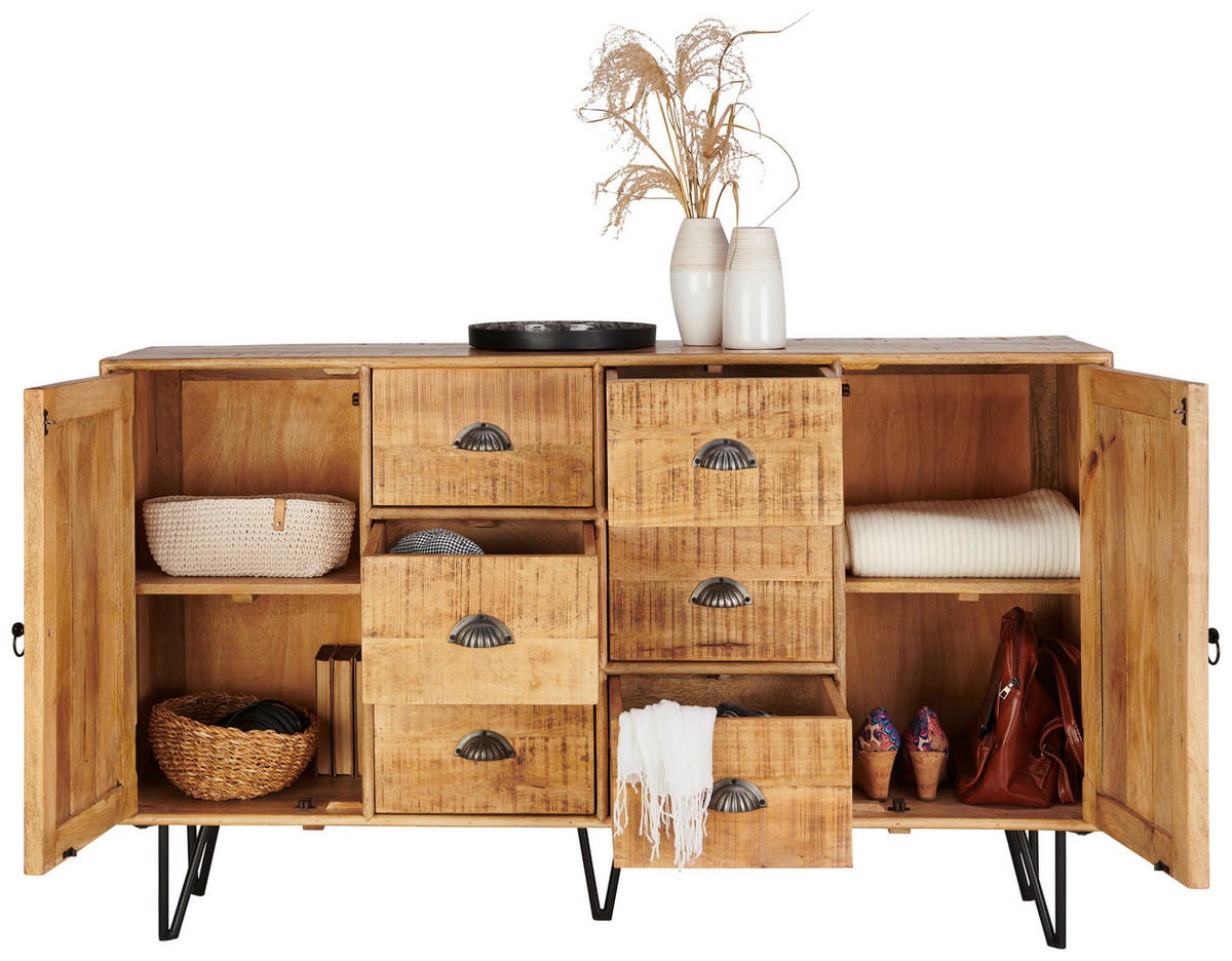 SIDEBOARD 150/90/40 cm  in Naturfarben, Hellbraun  - Hellbraun/Naturfarben, Lifestyle, Holz/Metall (150/90/40cm) - Landscape