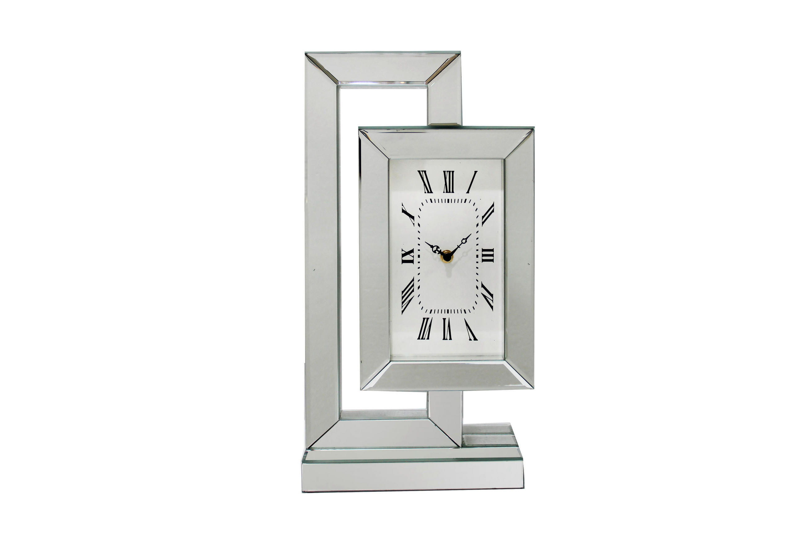 TISCHUHR  Silberfarben  - Silberfarben, Trend, Glas/Holzwerkstoff (23,5/45,5/10,7cm) - Ambia Home