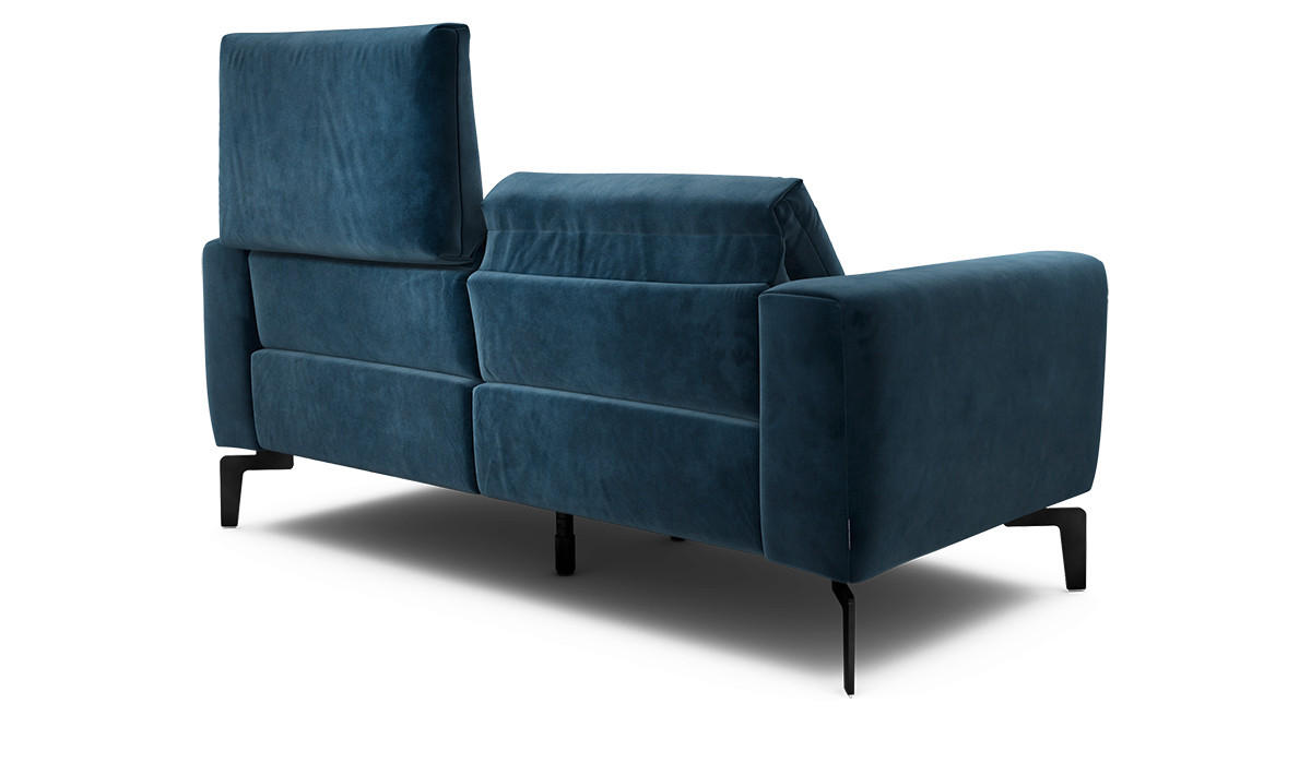 2-SITZER-SOFA Samt Dunkelblau  - Schwarz/Dunkelblau, Design, Textil/Metall (180/86/86-94cm) - SENSOO