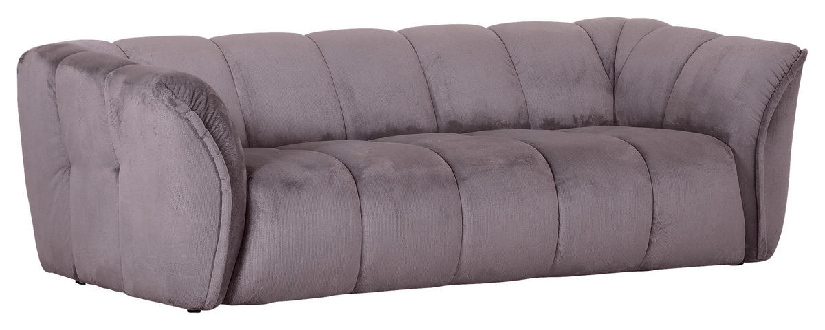BIGSOFA  in Plüsch Grau  - Schwarz/Grau, KONVENTIONELL, Kunststoff/Textil (220/67/106cm) - MID.YOU