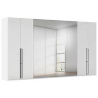 DREHTÜRENSCHRANK 400/235/61 cm,  in Weiß, Weiß Hochglanz, 8-türig  - Chromfarben/Weiß Hochglanz, Basics, Glas/Holzwerkstoff (400/235/61cm) - Novel