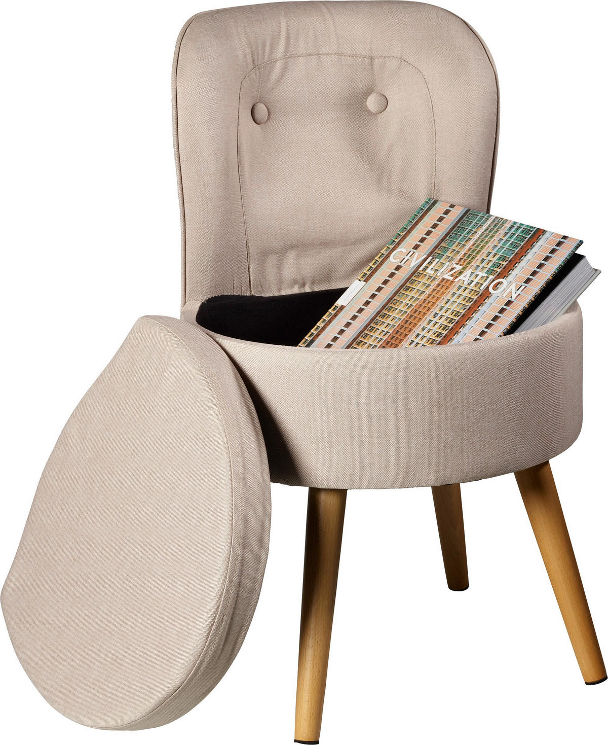 SESSEL Struktur, gesteppt Grau    - Naturfarben/Grau, Design, Holz/Textil (42/71/42cm) - Echtwerk