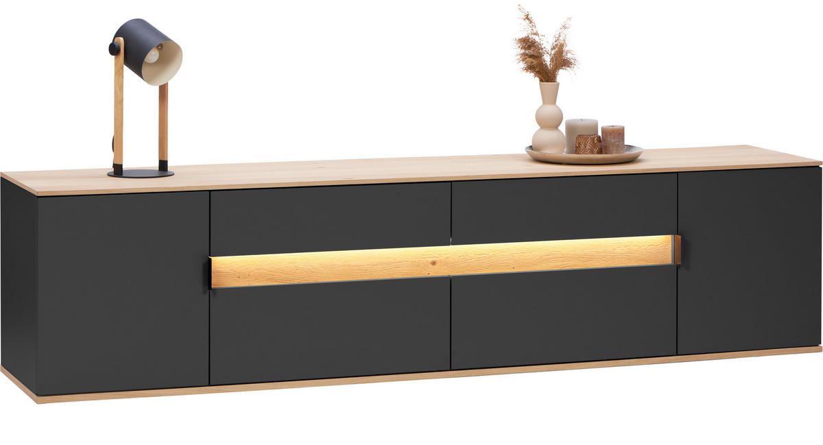 LOWBOARD  in 225,6/54,2/48 cm  - Eichefarben/Anthrazit, Design, Holz/Holzwerkstoff (225,6/54,2/48cm) - Dieter Knoll