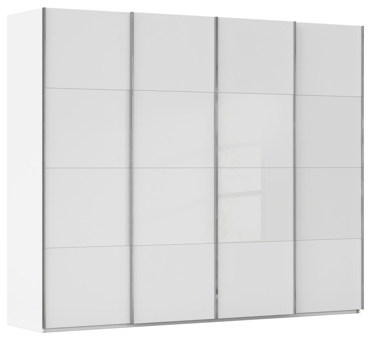 SCHWEBETÜRENSCHRANK 271/223/68 cm 4-türig Weiß  - Chromfarben/Weiß, KONVENTIONELL, Glas/Holzwerkstoff (271/223/68cm) - Novel